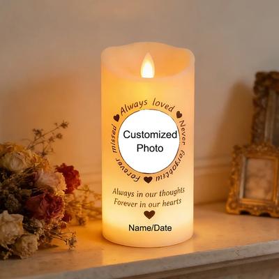 Uplift Treasures Personalized Memorial Flameless LED Candle With Photo Personalized Memorial Flameless LED Candle With Photo