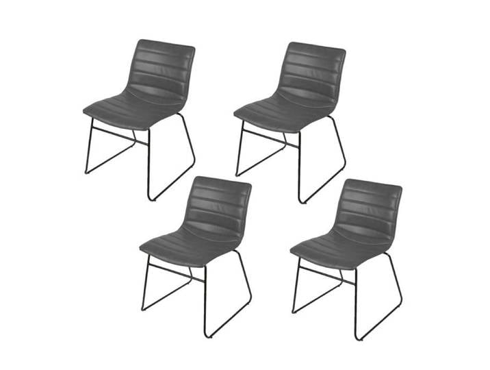 Toilinux - Lot de 4 Chaises design industriel Brooklyn - Gris