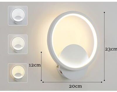 Friendly Fresh Finds Modern LED Wall Lamp Round Aluminium Light For Bedroom Living Room white circle 20cm three color Changing