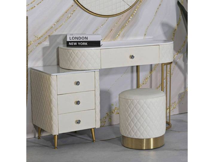 Pouf Erro Dmora en Cuir Écologique Blanc 36x36x39h cm