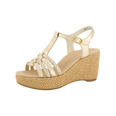Keilsandalette PAUL GREEN "Paul Green Sandalen Leder", Damen, Gr. 40,5, grau (platin), Leder, Schuhe