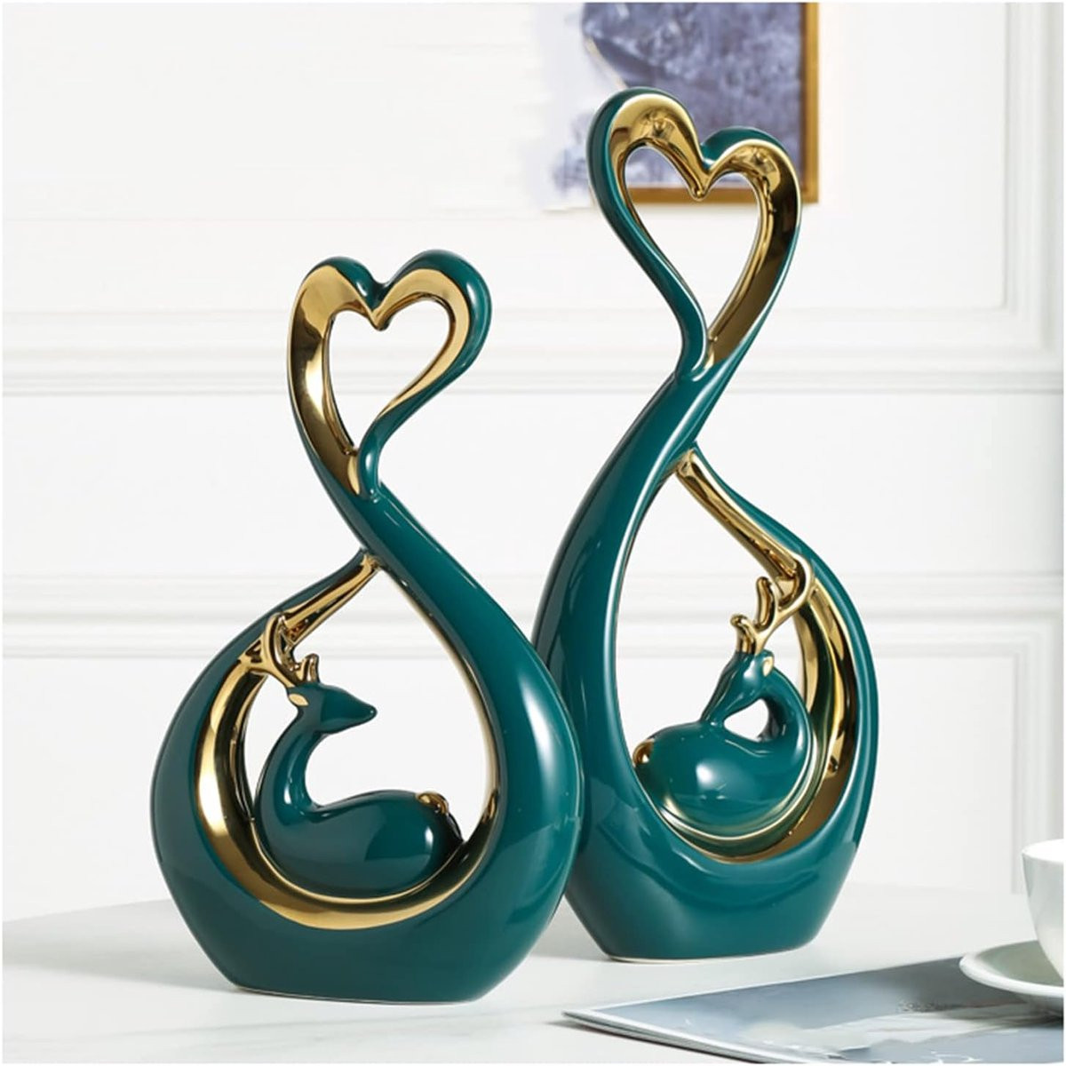 Blauw handgemaakt keramiek sculptuur abstracte decoratie Hoogte: 34 cm