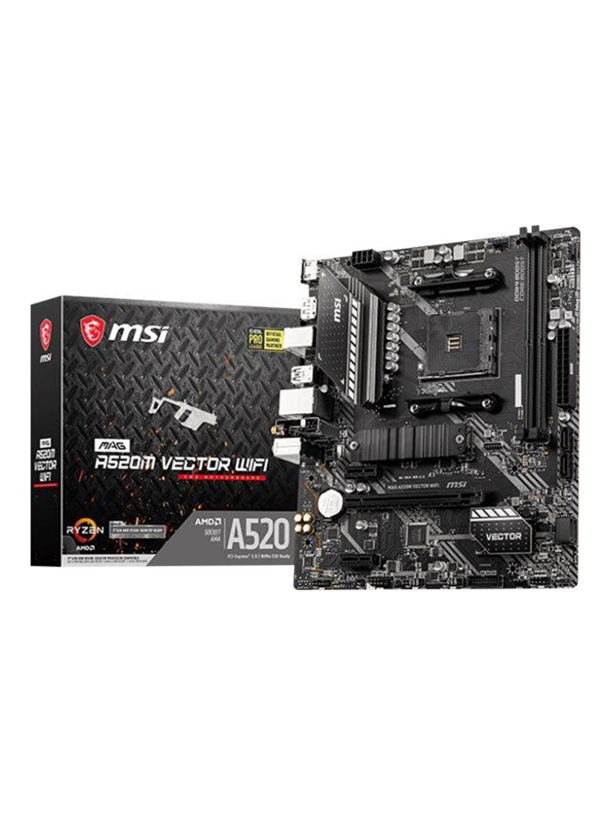 MSI MAG A520M VECTOR WIFI Mainboard - AMD A520 - AMD AM4 - DDR4 RAM - Micro-ATX