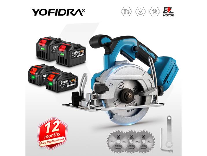 Scie circulaire sans fil YOFIDRA 5 pouces (125 mm), outil de coupe multifonctionnel, tronçonneuse électrique sans fil pour batterie Makita 18V