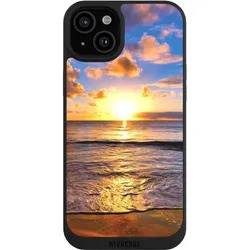 Nivocase Handyhülle für Apple iPhone 15 Plus Hülle NIVOpure Case Schwarz Meer Sonnenuntergang Strand (Apple iPhone 15 Plus), Smartphone Hülle, Schwarz
