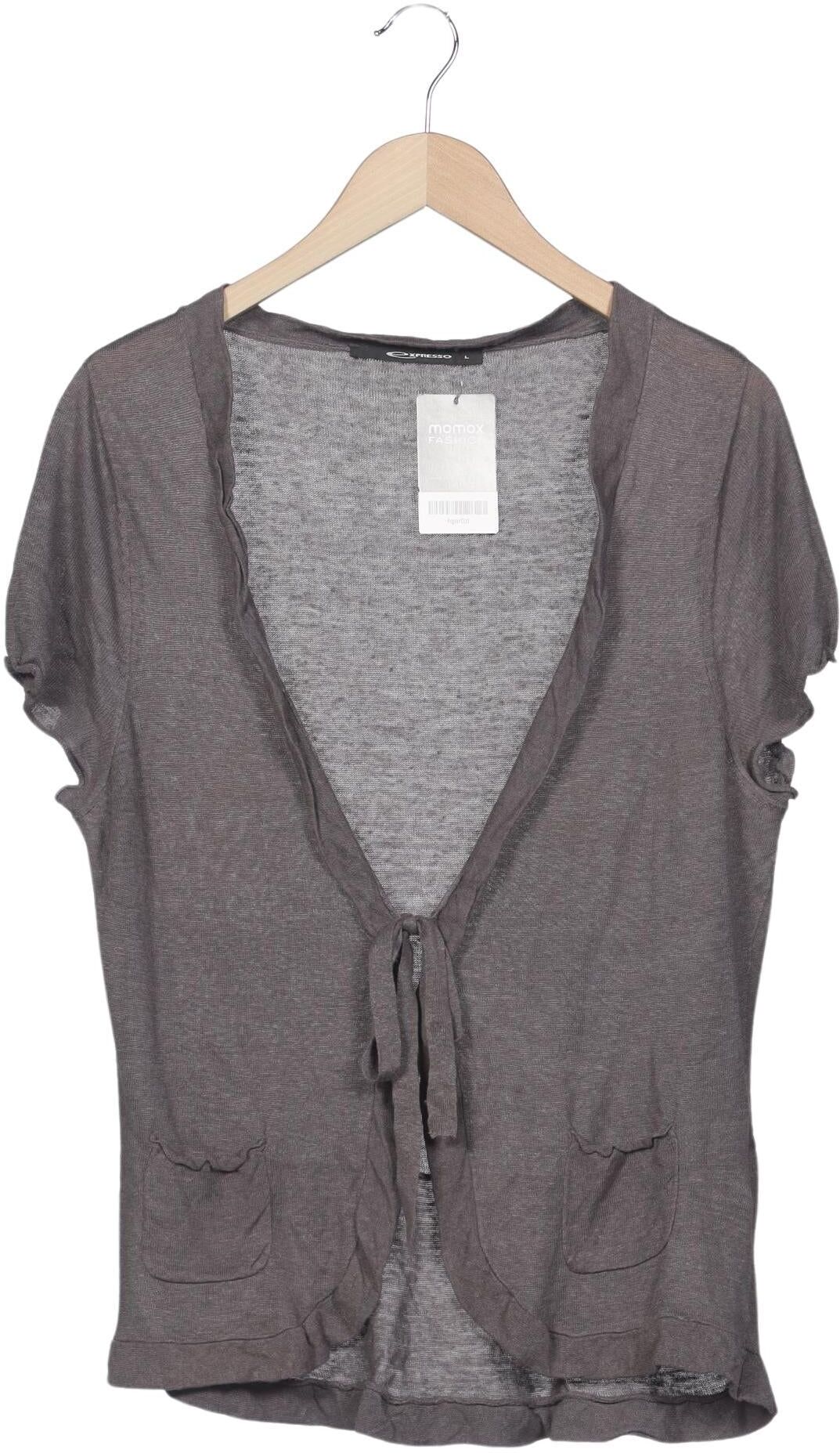 Expresso Damen Strickjacke, Grau, Gr. L, Viskose / Leinen - Second Hand