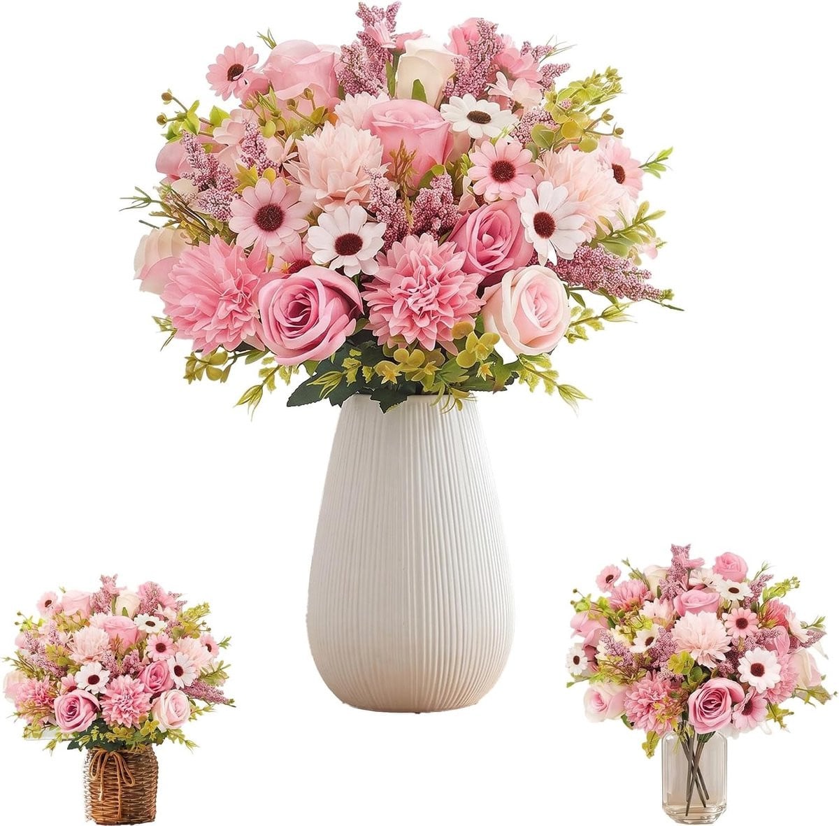4 Bundels Kunstbloemen van Zijde voor Decoratie en Bruiloften