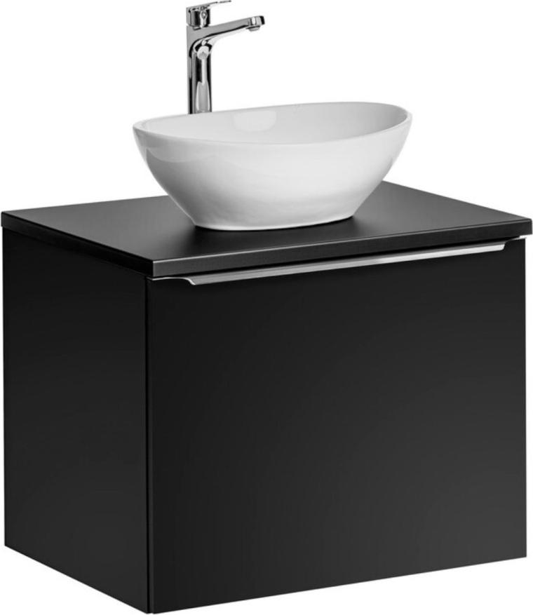 Badezimmer-Set VANTA: Unterschrank 60cm + Platte für Waschbecken + 1 weißes Aufsatzwaschbecken