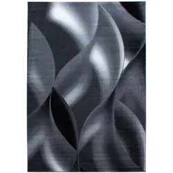 TEPPICH Kurzflor INN in Schwarz, mit abstraktem Wellenmuster, 80 x 150 cm