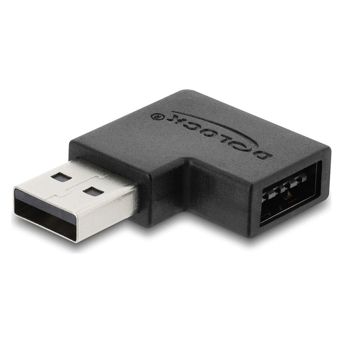 Delock Adapter USB 2.0 Typ-A Stecker zu Easy USB Typ-A Buchse, links gewinkelt (67630) (USB-A, USB-A) (67630)