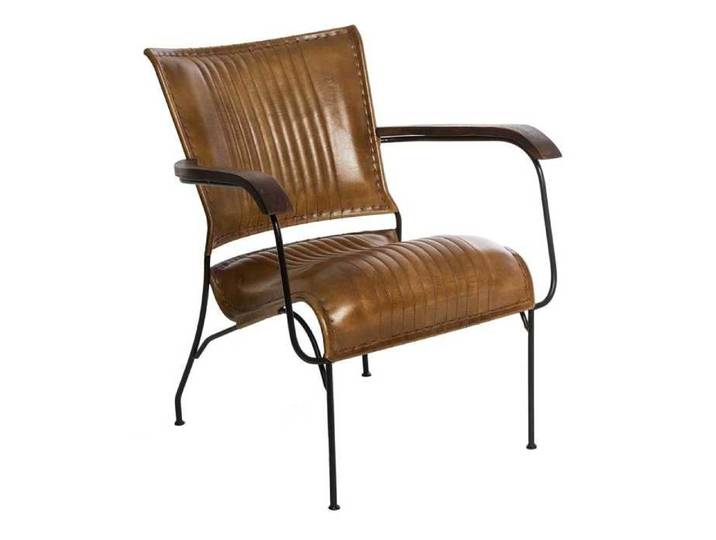 Atmosphera - Fauteuil Vintage en cuir - Marron