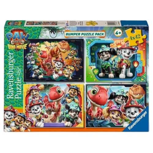 Ravensburger Kinderpuzzel Paw Patrol 3 De Dino Film 4 x 42 stukjes