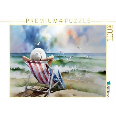 CALVENDO Puzzle Am Meer sitzen | 1000 Teile Lege-Größe 64x48cm Foto-Puzzle für glückliche Stunden, von , Calvendo Puzzle