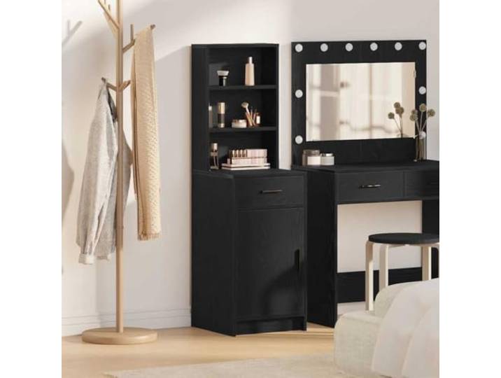 Jkghdrt Highboard Schwarz Eichen-Optik 41 x 40 x 135 cm Holzwerkstoff Mattes Finish, Türen und Schubladen, vielseitig einsetzbar, einfache Reinigung