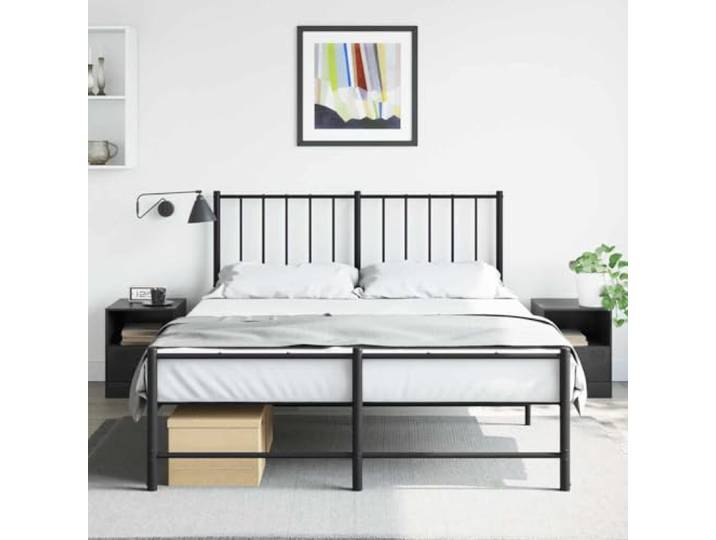 HEFZGDB Nachttische 2 Stück Schwarz 34,5x39x44 cm Stahl Gestell mit Griff und Stauraum für Bücher und Fernbedienungen, pflegeleichtes und stabiles Möbelstück für die Inneneinrichtung