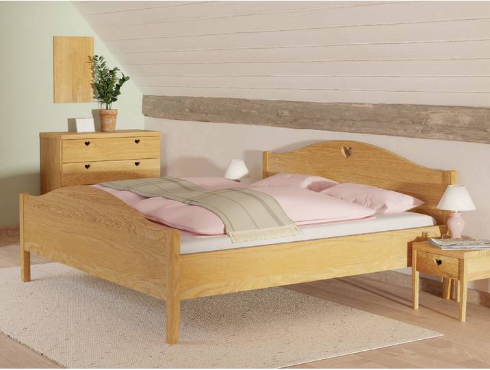 Eichenbett „Hermine“ 120 x 210 cm Massivholz Eiche