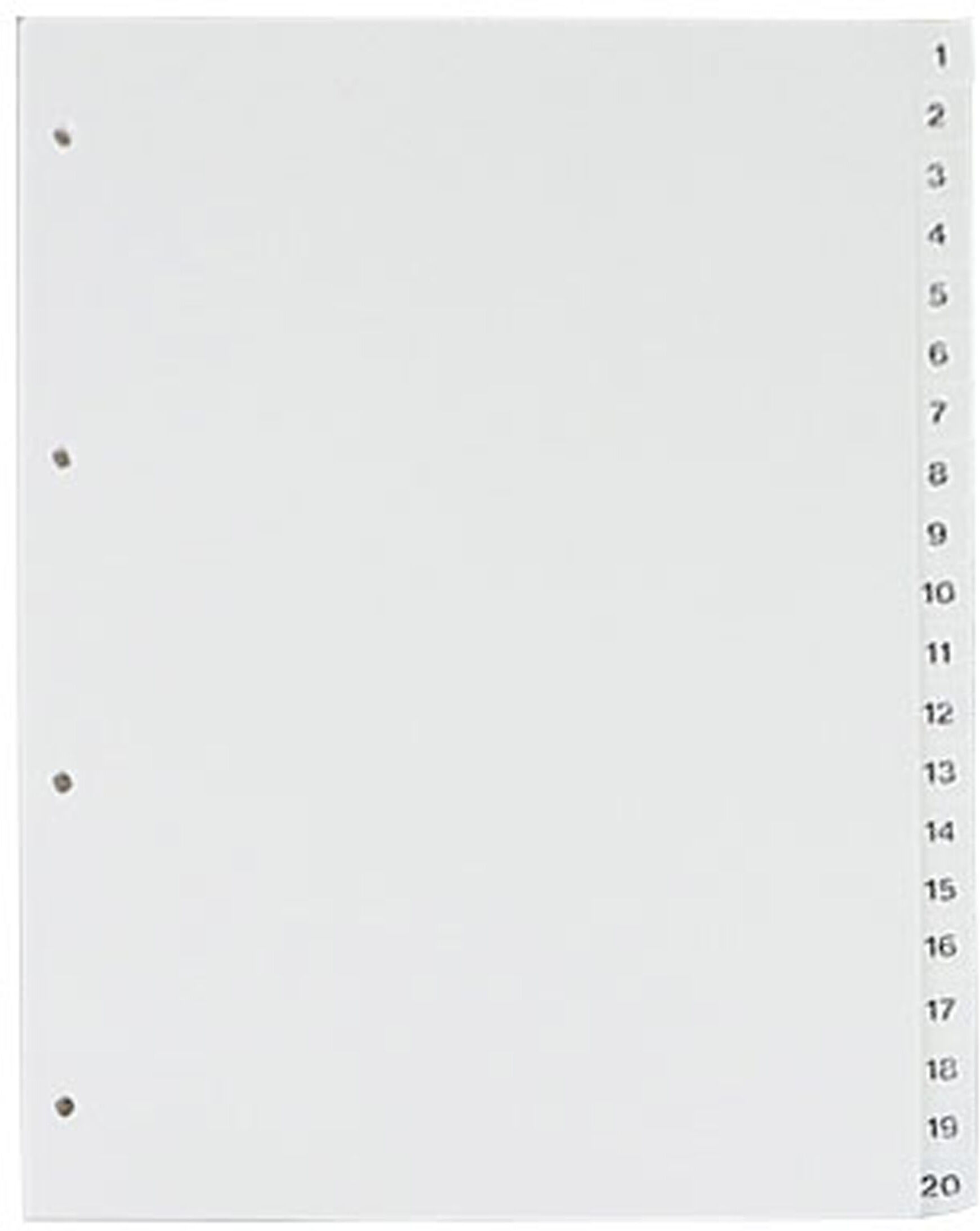 SPRINTIS 10 jeu - Intercalaires pour format A4, 20 eléménts (1-20), blanc (1 lot), PP