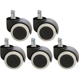 AMSTYLE Stuhlrollen SPM1.913, 5 Stück, Hartbodenrollen, gebremst, Stift-Ø 11mm