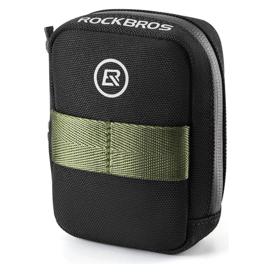 Rockbros Mini Saddle Bag with CO2 Cartridge Holder - Black/Green (Satteltasche) (8386824308686)