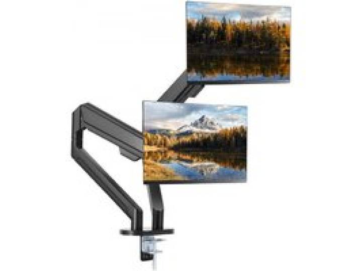 VEVOR Support Écran PC Double Bras pour Moniteur 33-88,9 cm Bras Écran PC Réglable en Hauteur Inclinable Rotatif Pivotant Charge 12 kg par Bras 2 Options de Montage VESA 75x75 mm 100x100 mm Bureau