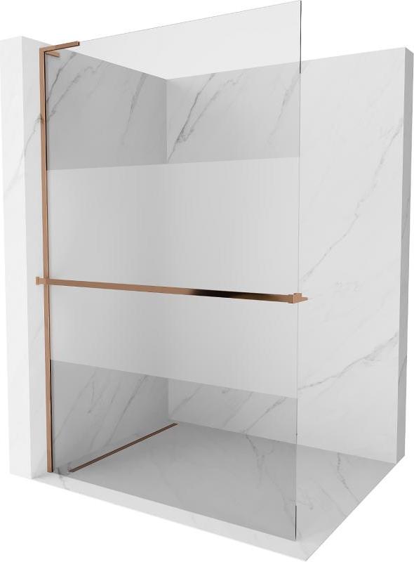 Mexen Kioto+ L Duschwand mit Regal Walk-in 110 x 200 cm, transparent/kratzt, rosegold - 800-110-123-60-35