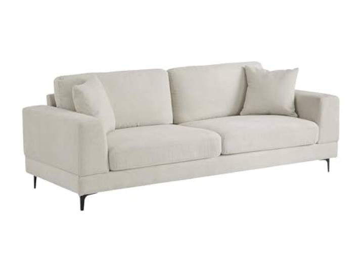 Vente-unique - Sofa ohne Schlafmöglichkeit 3 Personen Jamolo - Stoff Beige Robustes Metallgestell Strukturierte Oberfläche Zusätzliche Kissen
