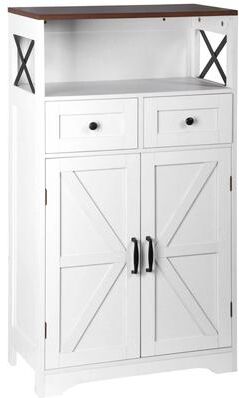 Drop Dash Deals Farmhouse Storage Cabinet With Doors And Drawer Freestanding Wood Organizer For Bathroom Kitchen Farmhouse Storage Cabinet With Doors And Drawer Freestanding Wood Organizer For Bathroom Kitchen