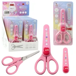 Schulschere mit Hülle Deko Rosa Hase 14cm