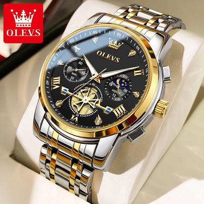 Uplifted Finds OLEVS 2856 Stainless Steel Quartz Mens Watch gold
