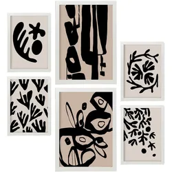 POSTER Set Mit 6 Mystik Design In Blume Zusammenfassung Ästhetische Dekorative Gemälde Für Ihr Wohnzimmer, Schlafzimmer, Zuhause A3 & A4 Weißer Rahmen
