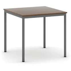 Esstisch BASIC, 80x80 cm, dunkelgraues Metallgestell, Nussbaum