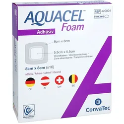 Aquacel Foam adhäsiv 8x8 cm Verband ConvaTec