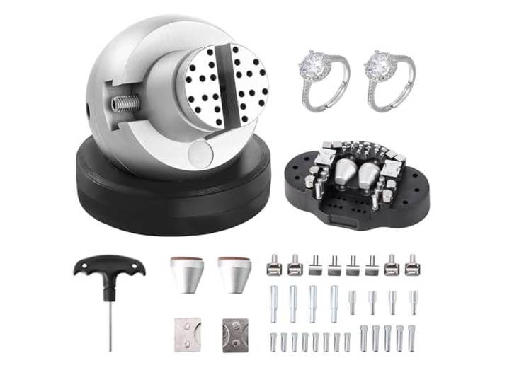 VEVOR Boulet de Graveur 127 mm Étau de Gravure Base Rotative à 360° Étau à Boule Mâchoire Réglable avec 35 Accessoires Outil de Réglage de Gravure pour Fabrication de Bijoux de Précision Bijoutier