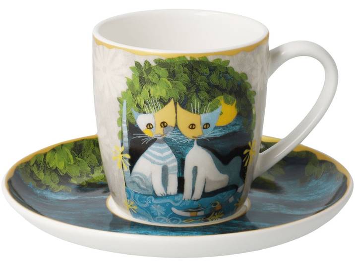 Tasse GOEBEL Espressotasse R. Wachtmeister -Al chiaro di luna , bunt, B:12cm H:7cm, Porzellan, Trinkgefässe, Tasse