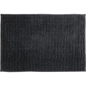 MSV Badematte Badteppich Chenille, 50 x 80 cm, grau, aus 100 % Polyester, rutschfest