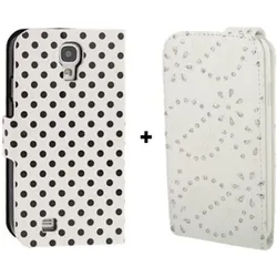 König Design Schutzhülle Handytasche (Flip Quer) + Handytasche Flip Strass für Handy Samsung Galaxy S4 i9500 / i9 (Samsung Galaxy S4 I9500), Smartphone Hülle, Weiss
