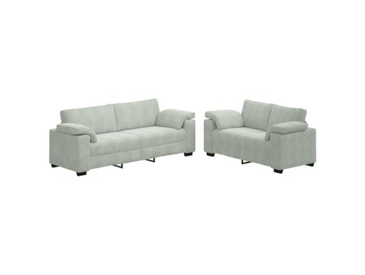 IBUQDDV 2-teiliges Sofa-Set mit Kissen, hellgrauer Samt Samtstoff, Holz- und Metallrahmen, breite Armlehnen, Wohnzimmer, Büro, Gästezimmer
