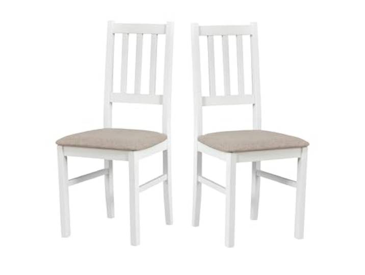 LeafDesign Küchenstühle 2er Set - Stuhl Buche Massiv - Esszimmerstuhl 120 kg - Stühle Esszimmer 2er Set - Holzstuhl - Esstischstühle - Esszimmerstühle Holz - Weiss - Neve 13