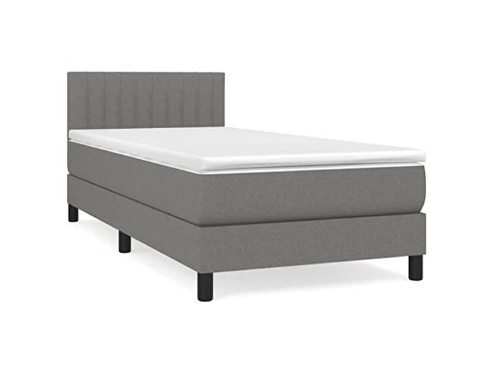 PUGYNBK Boxspringbett, 100 x 200 cm, mit verstellbarem Kopfteil Taschenfederkernmatratze, mittlere Festigkeit, atmungsaktiver Stoff, weicher Schutz, einfache Montage