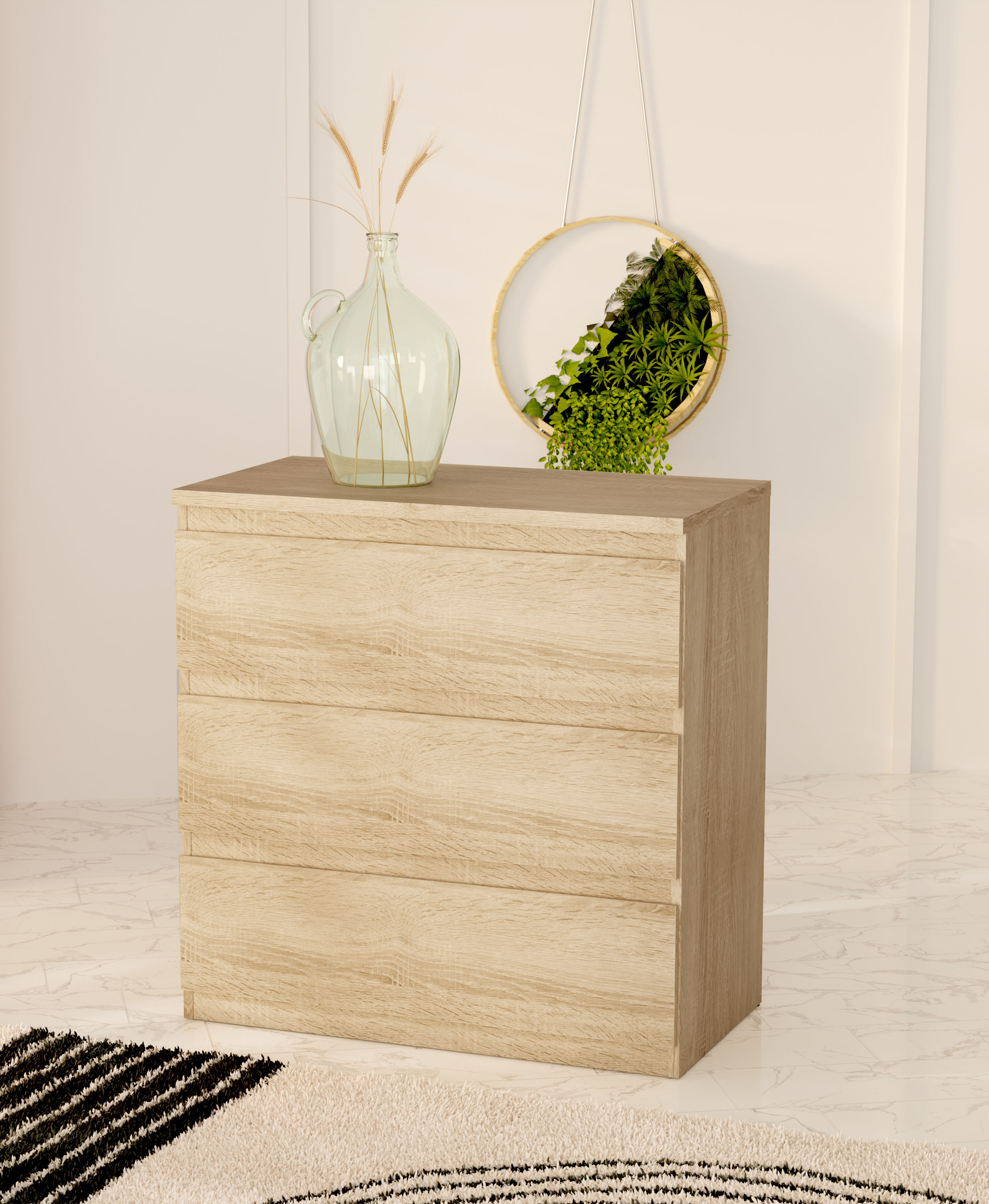 Kommode FORTE "EDMORE", braun (eiche), B:77,2cm H:79,8cm T:42,2cm, Sideboards, Kommode, Kommode, Breite ca. 78 cm