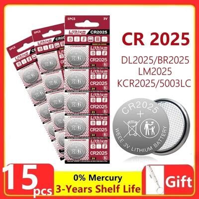 Uplifted Goods CR2025 3V Lithium Coin Cell Batteries For Watches And Electronics 15pcs