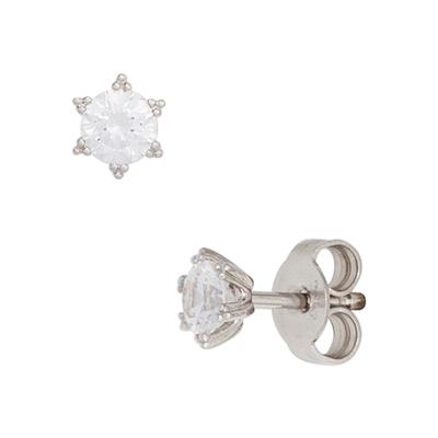 Paar Ohrstecker JOBO, weiß (weißgold 333), Ohrringe, Damen, 4,7mm, Weißgold 333, 333 Weißgold mit Zirkonia