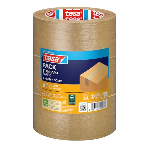 tesapack STANDARD PAPER Bruine papieren verpakkingstape 50 mm x 50 m - 3 stuks