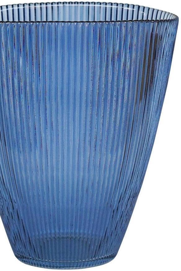 Ivyline Ribbed Glass Table Vase Navy 24.5cm H X 21.5cm W X 21.5cm D