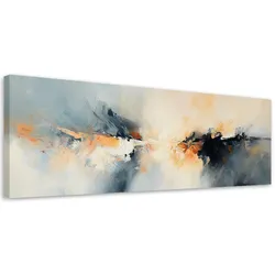 LEINWANDBILD Abstrakte Komposition Beige Gold Grau 90x30cm