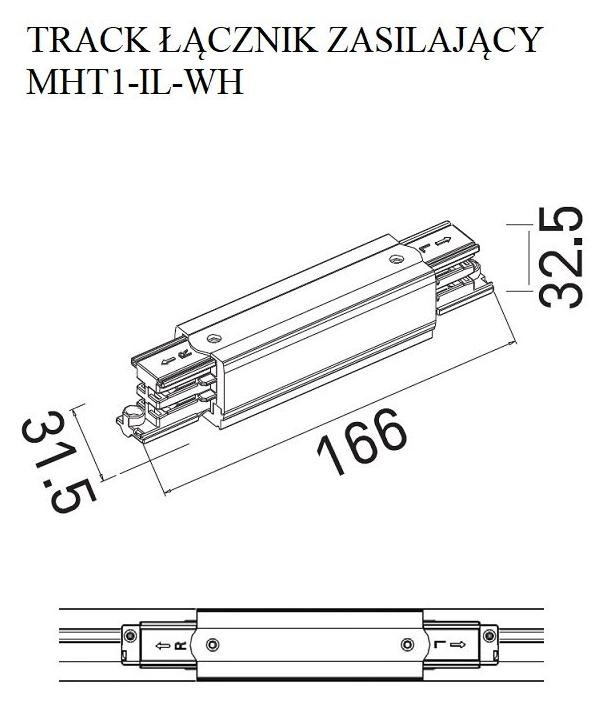 MaxLight DOBAC MHT1-IL-WH TRACK eenvoudige voedingsaansluiting, wit