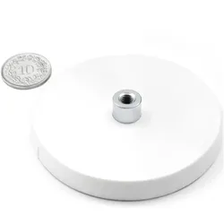 4x Supermagnete, Magnet, Magnetsystem rund gummiert mit Gewindebuchse (1x)