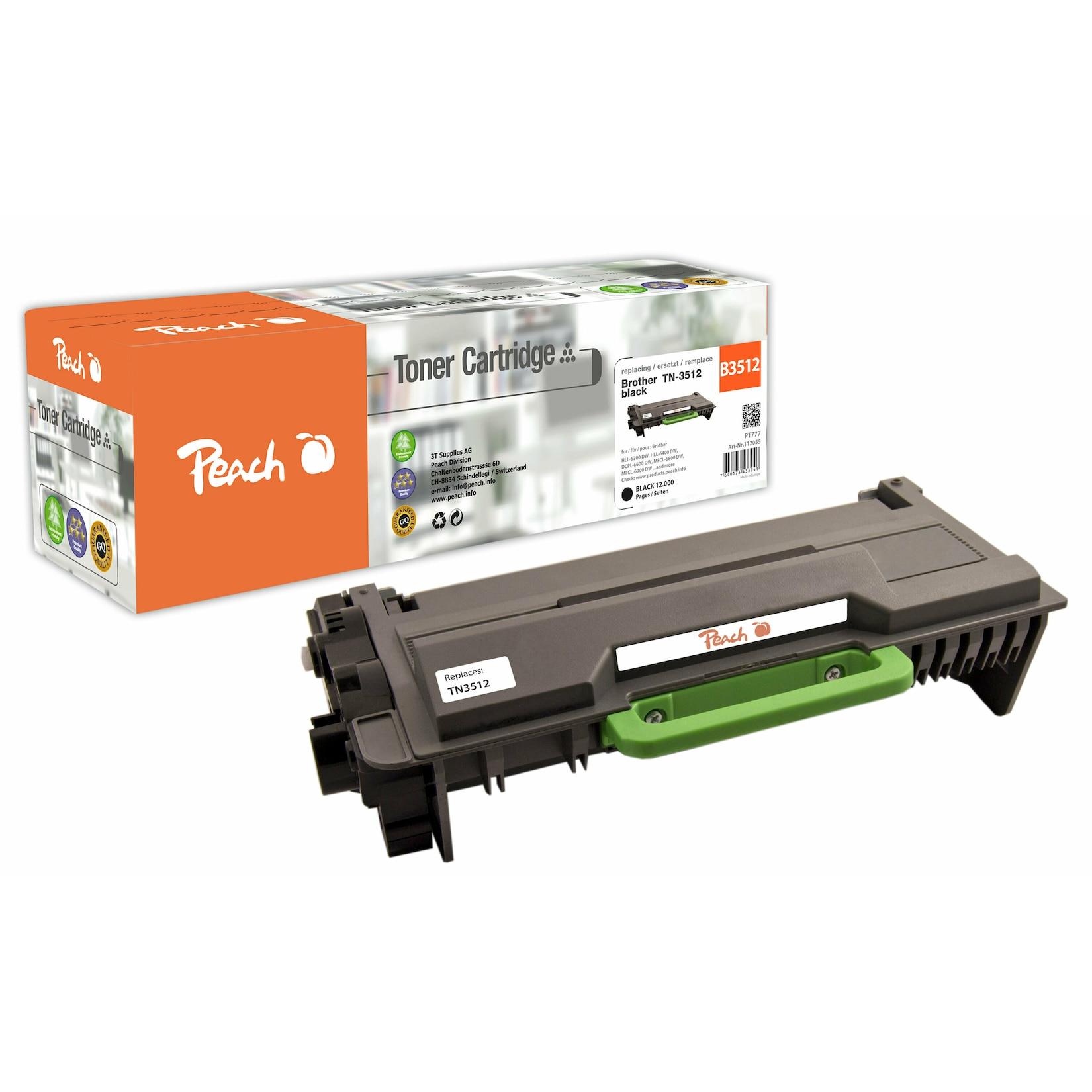 Peach B3512 Toner XL bk ersetzt Brother TN-3512 für z.B. Brother DCPL 6600 DW, Brother HLL 6250 DN, Brother HLL 6300 DW, Brother HLL 6300 DWT (wiederaufbereitet)