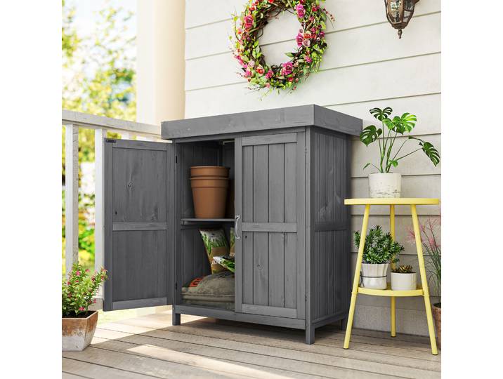 Outsunny Armoire Jardin Bois Sapin 74x43x88cm Toit Bitumé
