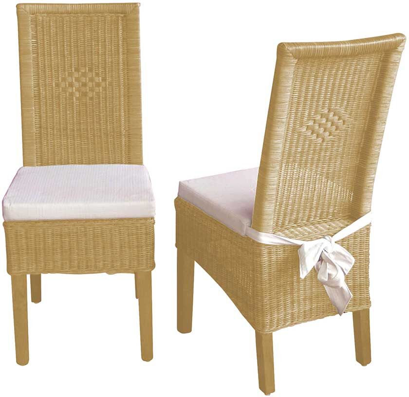 Pharao24.de Rattanstuhl Set in Beige Esszimmer (2er Set)
